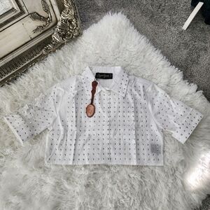 Spoon Jeans Embellished Button Front Crop top. Size Medium. New.